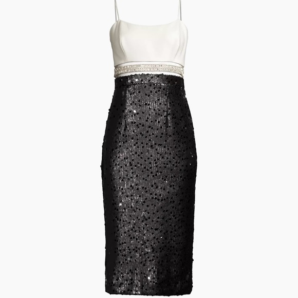 Toccin NWT Illusion Cutout Charlotte Sequin Crystal Midi Dress - Picture 10 of 10